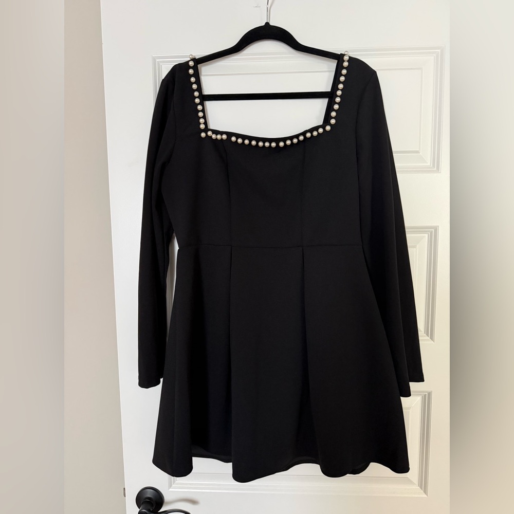 Black Dress with Pearl Accents